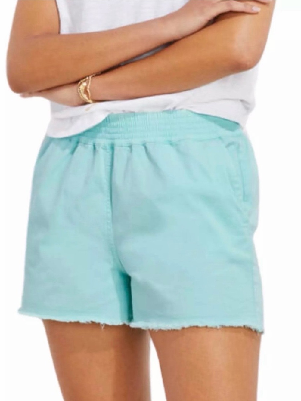 Vineyard Vines Mint Elastic Waist Frayed Hem Shorts
